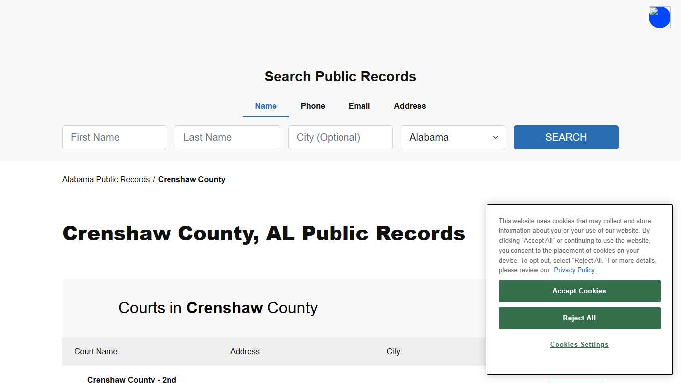 Crenshaw County, AL Public Court, Arrest and Inmate Records - ThePublicIndex