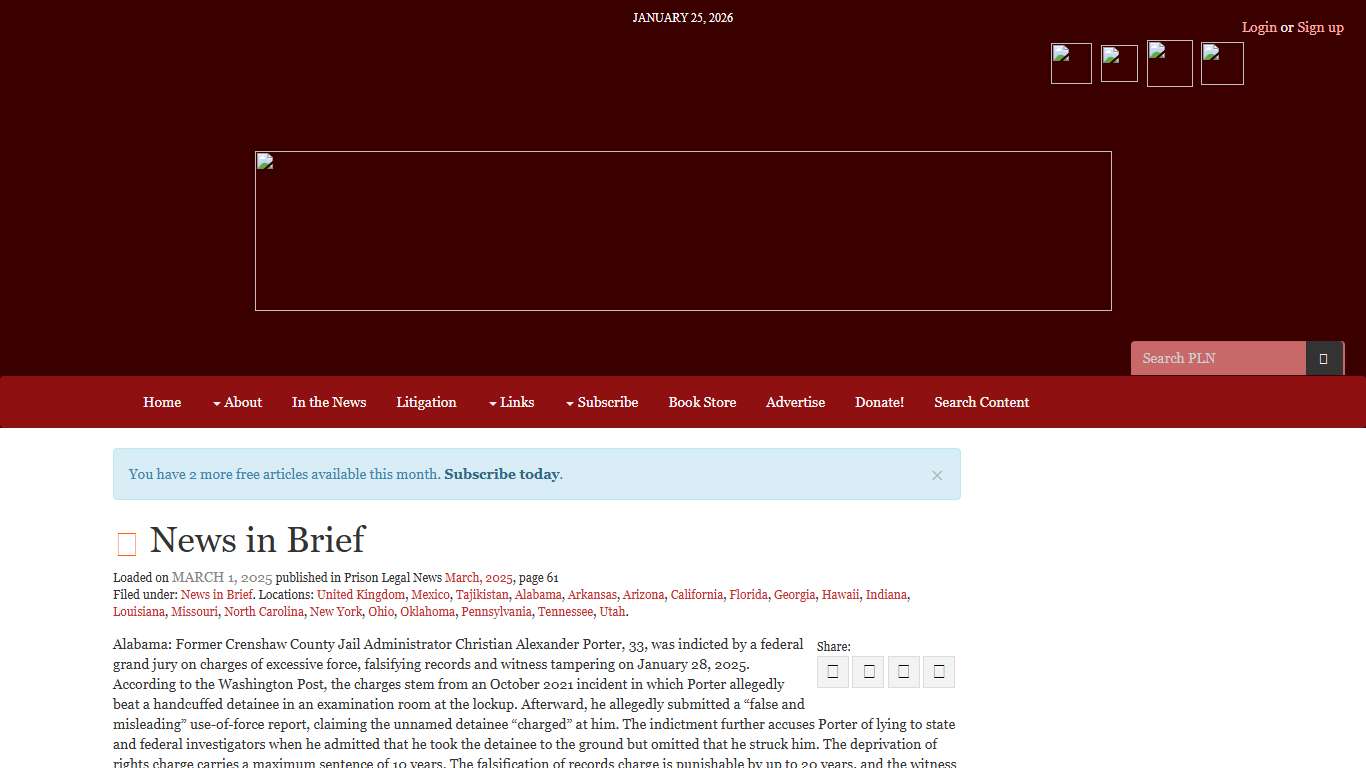 News in Brief Prison Legal News